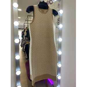MK CAMEL/WHITE PATTERN DRESS