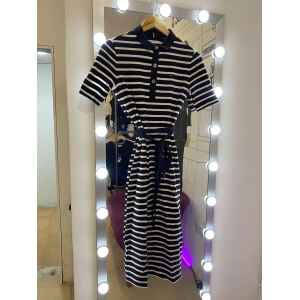 TH BLACK/WHITE STRIPPED POLO DRESS BELT