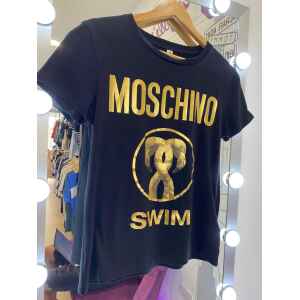 LOVE MOSCHINO BLACK TSHIRT GOLD LETTERS SWIM