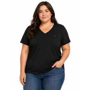 TH BASIC V NECK BLACK SMALL LOGO
