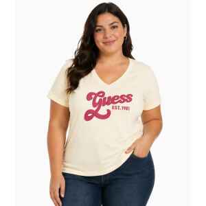 GUESS TSHIRT CREAM PINK LOGO