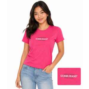 GUESS JEANS T-SHIRT SLIM FIT PINK