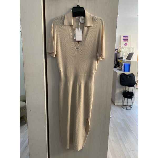 TH BEIGE DRESS WITH POLO NECK