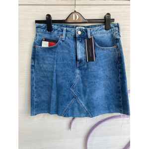 TH DENIM SHORT SKIRT WHITE/RED SMALL POCKET