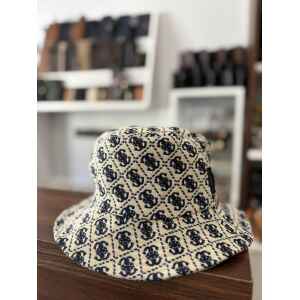GUESS BUCKET HAT CREAM/DARK BLUE PATTERN