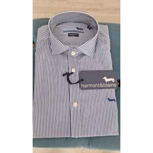 HB MEN SHIRT STRIPES "012690" DARK BLUE STRIPES