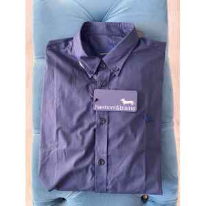 HB MEN SHIRT STRIPES "006459" DARK BLUE PLAIN