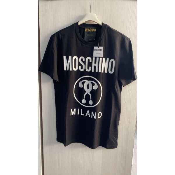 MOSCHINO MILANO BLACK TSHIRT WHITE LETTERS