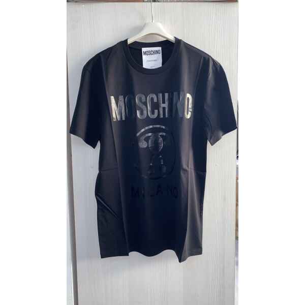 MOSCHINO MILANO BLACK TSHIRT BLACK LETTERS
