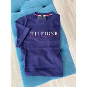 TH BLUE TSHIRT WHITE HILFIGHER RED SMALL LETTERS