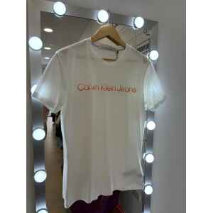 CK WHITE TSHIRT ORANGE LETTERS