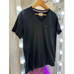 TOMMY JEANS TSHIRT BLACK V NECK