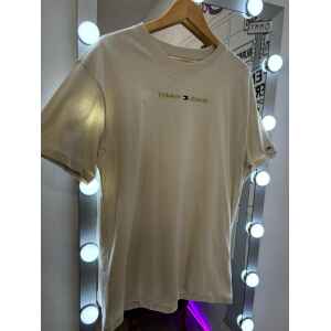 TOMMY JEANS TSHIRT BEIGE GOLD LETTERS