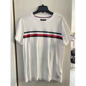 TH TSHIRT WHITE WITH HORIZONTAL RED/BLUE LINES
