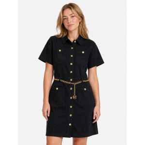 MK BLACK DENIM BELTED DRESS