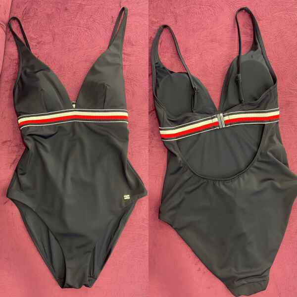 TH SWIMSUIT BLUE KNITTED RED/WHITE LINE