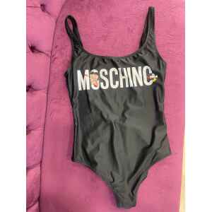 MOSCHINO SWIMSUIT BLACK/WHITE CHARACTERS LOGO