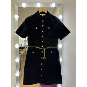 MK BLACK DENIM BELTED DRESS