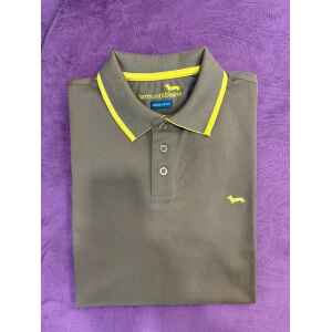 HB POLO TSHIRT BROWN/YELLOW EDGES