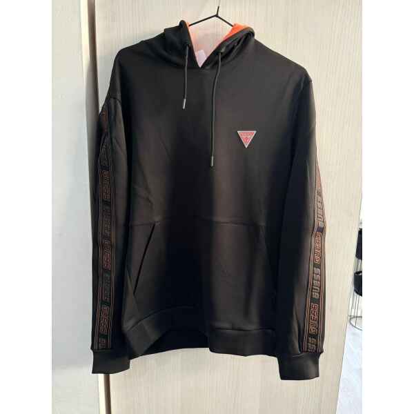GUESS HODDIE BLACK/ORANGE BRANDED SLEEVES