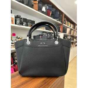 ARMANI SHOPPING BAG  BLACK SMALL BRANDED STRAP