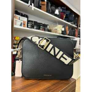 COCCINELLE RECTANGLE BLACK PLANE BAG BRANDED STRAP