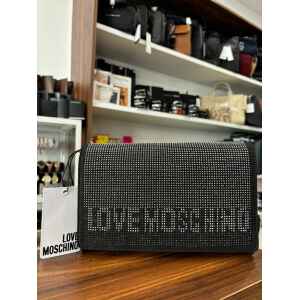 LOVE MOSCHINO BORSA FABRIC PU NERO SILVER STONES