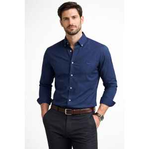 HB MEN SHIRT STRIPES "006459" DARK BLUE PLAIN