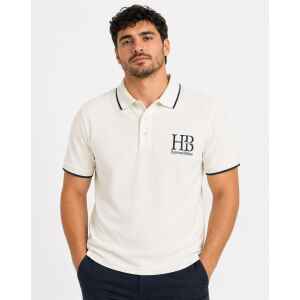 H&B WHITE POLO SHIRT BLUE BIG LOGO
