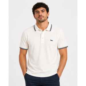H&B WHITE POLO SHIRT BLUE DOUBLE LINES