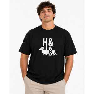 HB BLACK TSHIRT GREY LETTERS LOGO