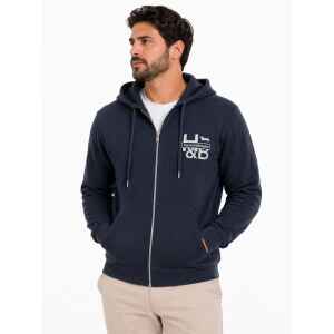 HB MEN TOP HOODIE NAVY ZIPPED