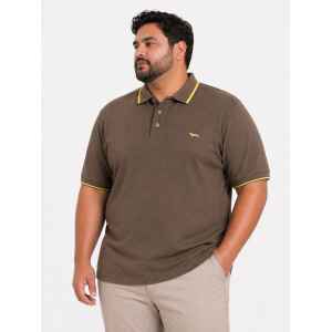 HB POLO TSHIRT BROWN/YELLOW EDGES