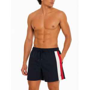 TH SWIMSHORT BLACK  CORNER STRIPED WHITE/RED