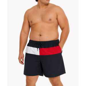 TH SWIMSHORT NAVY BLUE MID LINE WHITE/RED