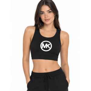 MK BLACK CROP TOP "MK" WHITE