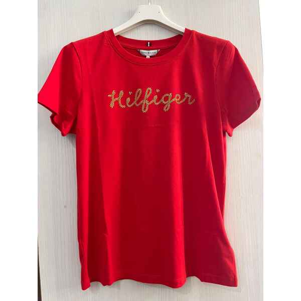 TH  TSHIRT RED KNITTED GOLD LOGO