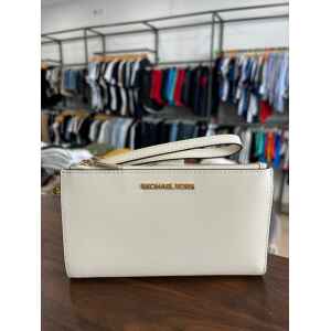 MK PURSE DOUBLE ZIP CREAM