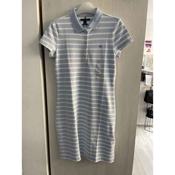 TH POLO DRESS STRIPED LIGHT BLUE/WHITE