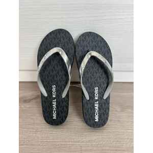 MK BLACK FLIP-FLOPS SILVER
