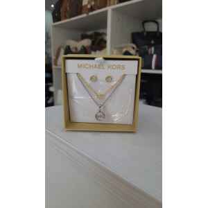 MK BOX GOLD EARRINGS/GOLD AND SILVER NECKLACE