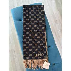 LIUJO SCARF BLACK/CAMEL SHINNY PATTERN