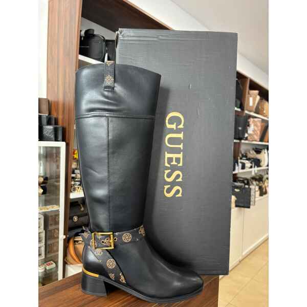 GUESS HIGH BOOTS DARK BROWN BELTED