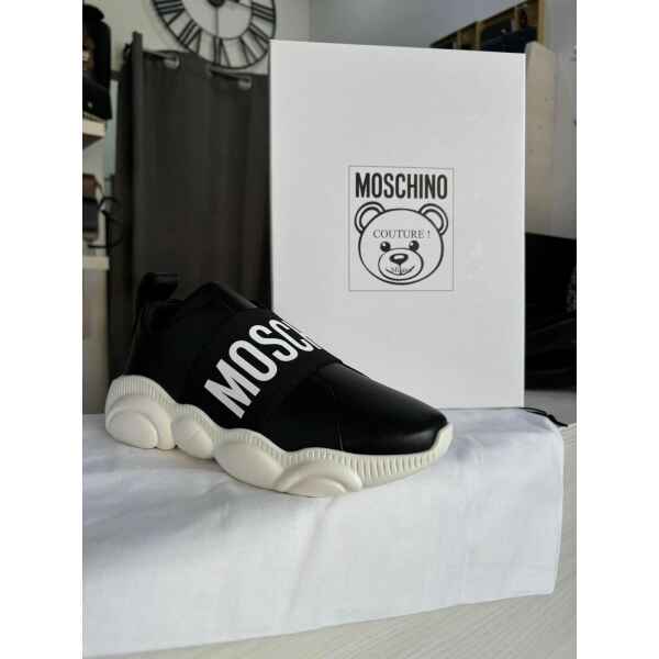 MOSCHINO SNEAKER ORSO PU NERO SLIP ON