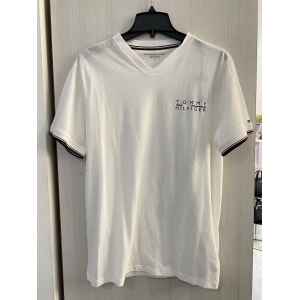 TH WHITE TSHIRT V NECK 'TOMMY HILFIGER' LOGO