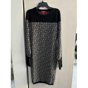 GUESS DRESS LONG SLEEVE BLACK WHITE PATTERN