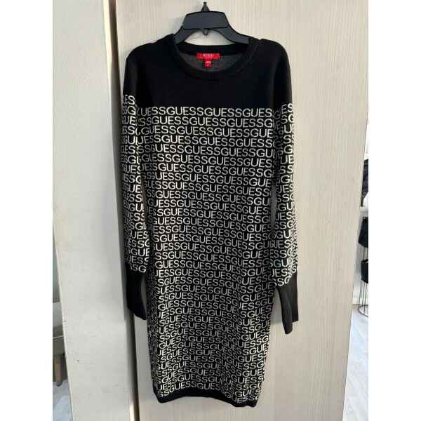 GUESS DRESS LONG SLEEVE BLACK WHITE PATTERN