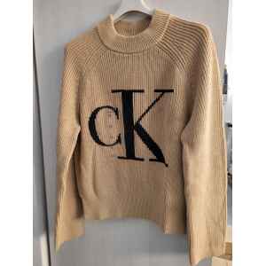 CK WOOL CAMEL SWEATER BLACK LOGO