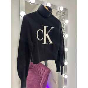 CK WOOL BLACK SWEATER WHITE LOGO