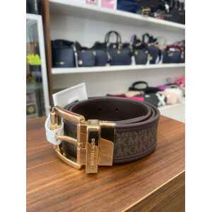 MK BELT REVERSIBLE BROWN PATTERN/DARK BROWN